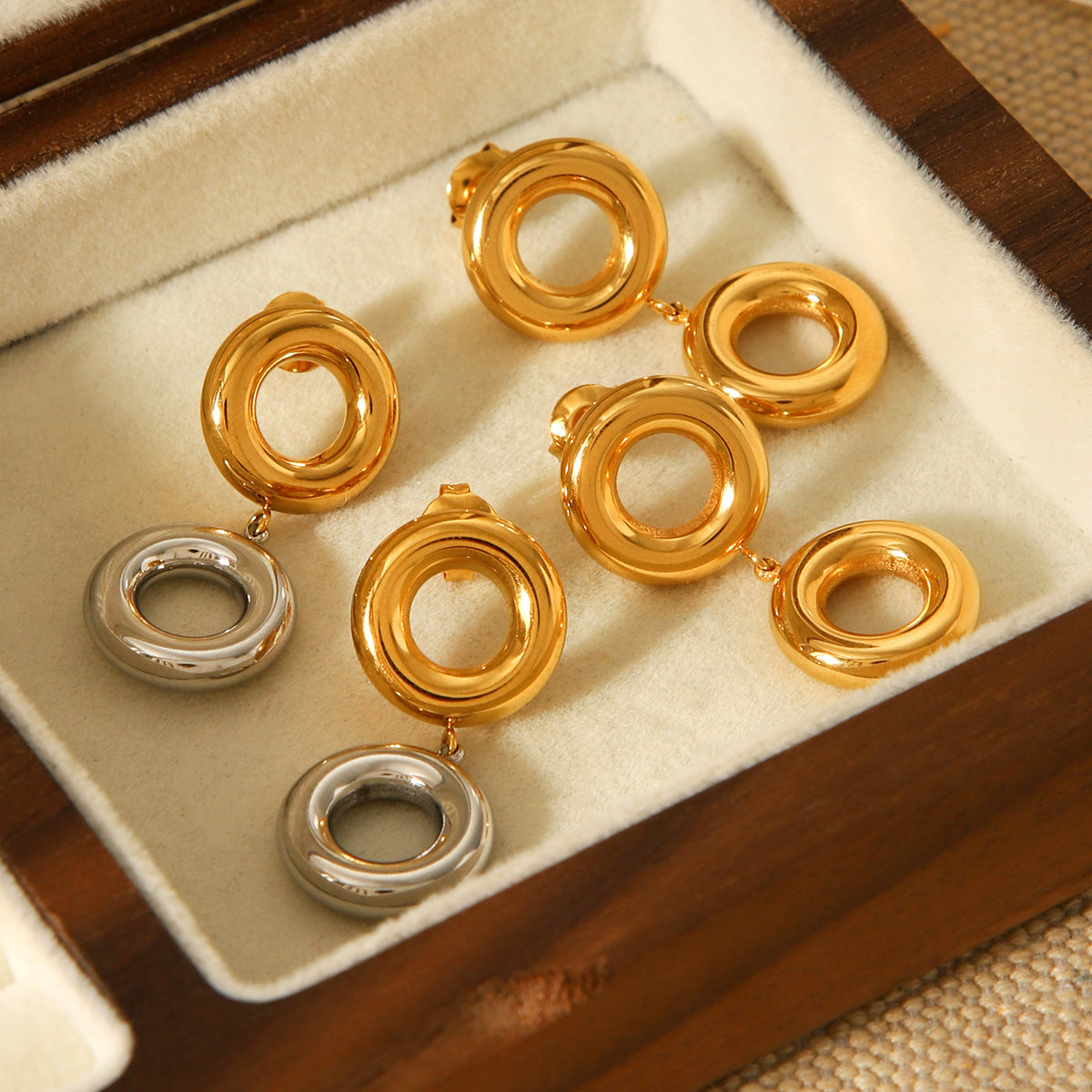Amaya Gold Tone Round Drop Earrings