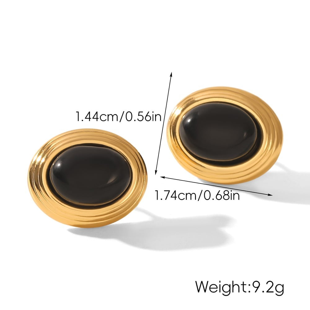 Lillian Gold Tone Black Stone Earrings