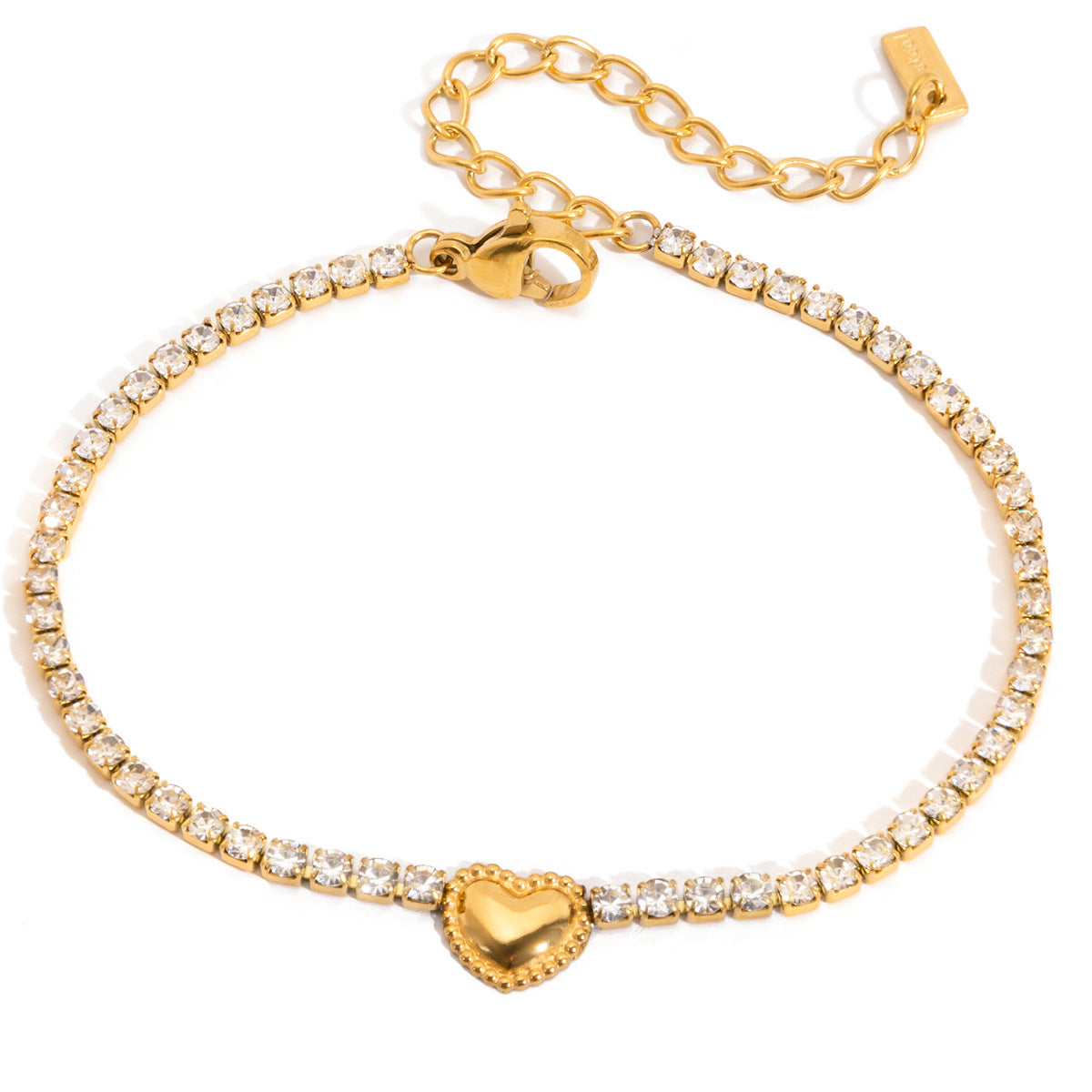 Melody Gold Tone Zircon Heart Bracelet