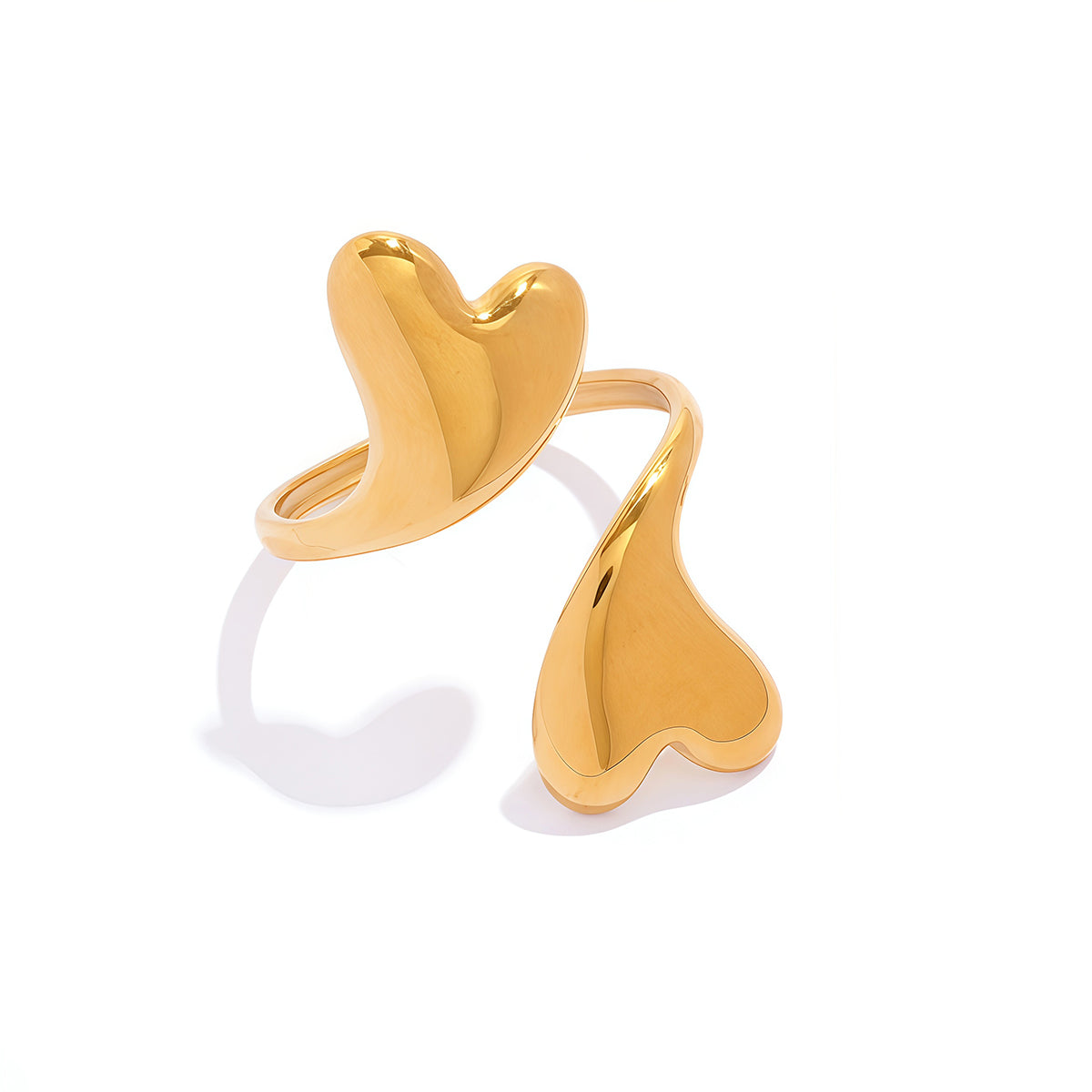 Lily Gold Tone Double Heart Ring