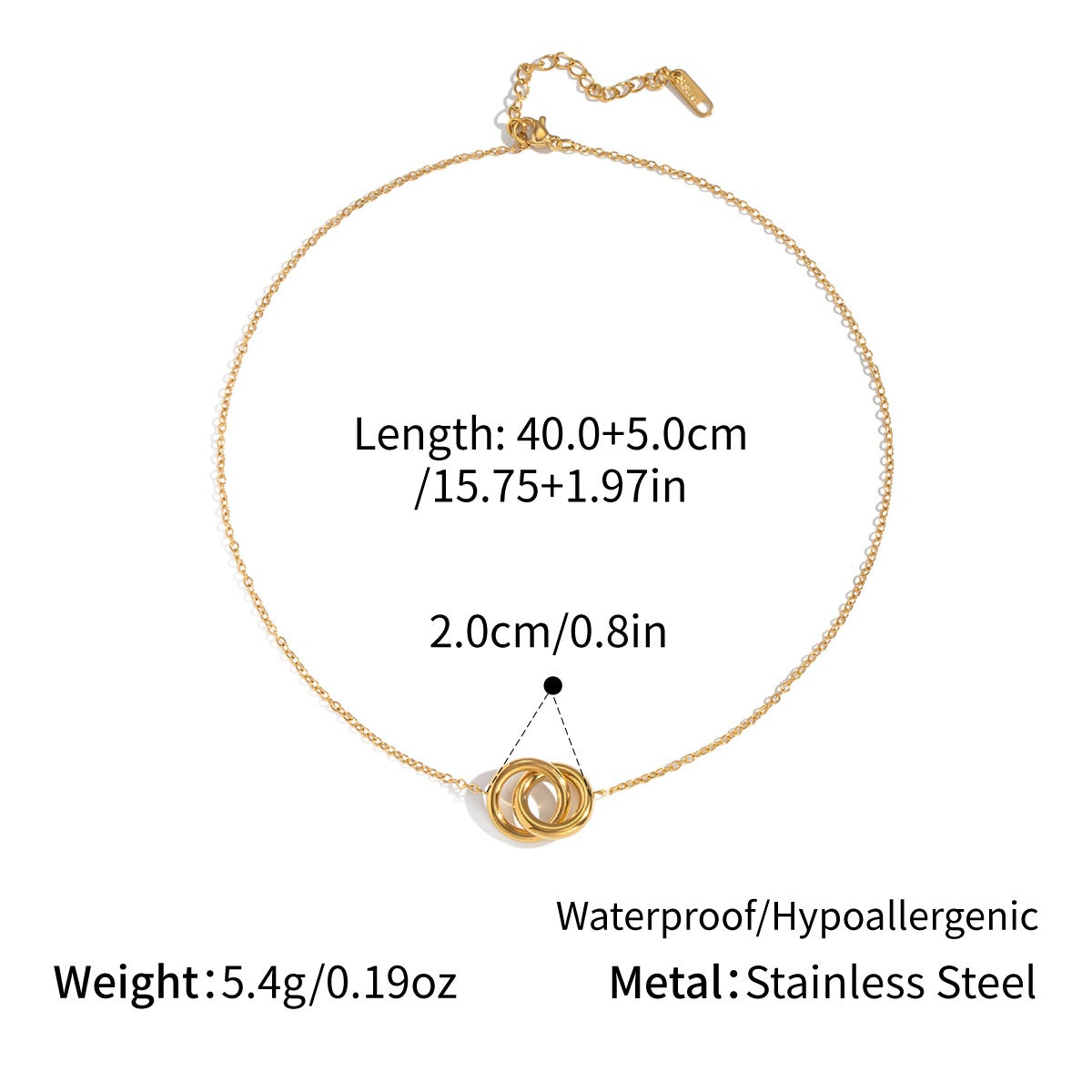 Alaia Gold Tone Interlock Circles Necklace