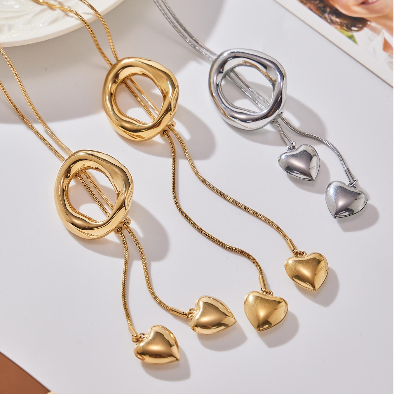 Allison Silver Tone Hearts Drop Necklace