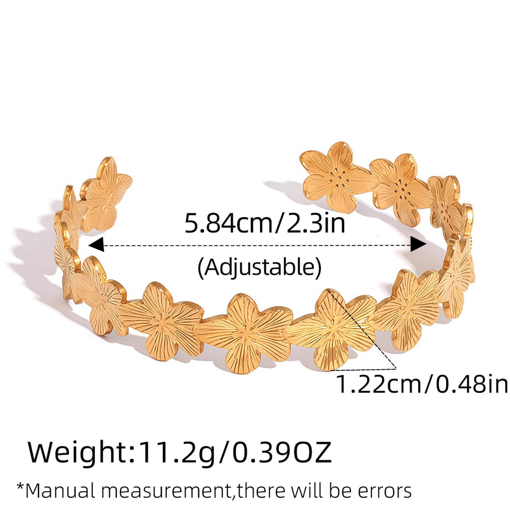 Adeline Gold Tone Flower Cuff Bracelet