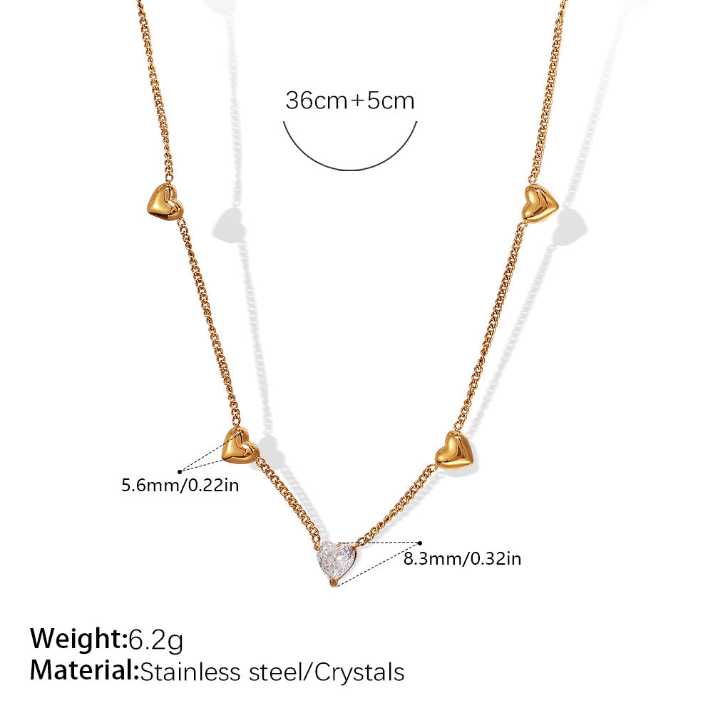 Piper Gold Tone Heart Zircon Necklace
