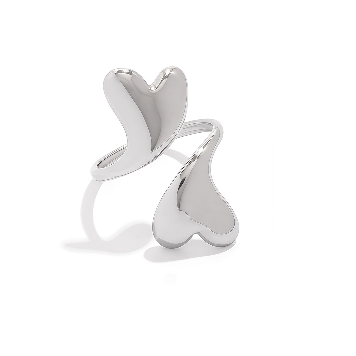 Lily Silver Tone Double Heart Ring