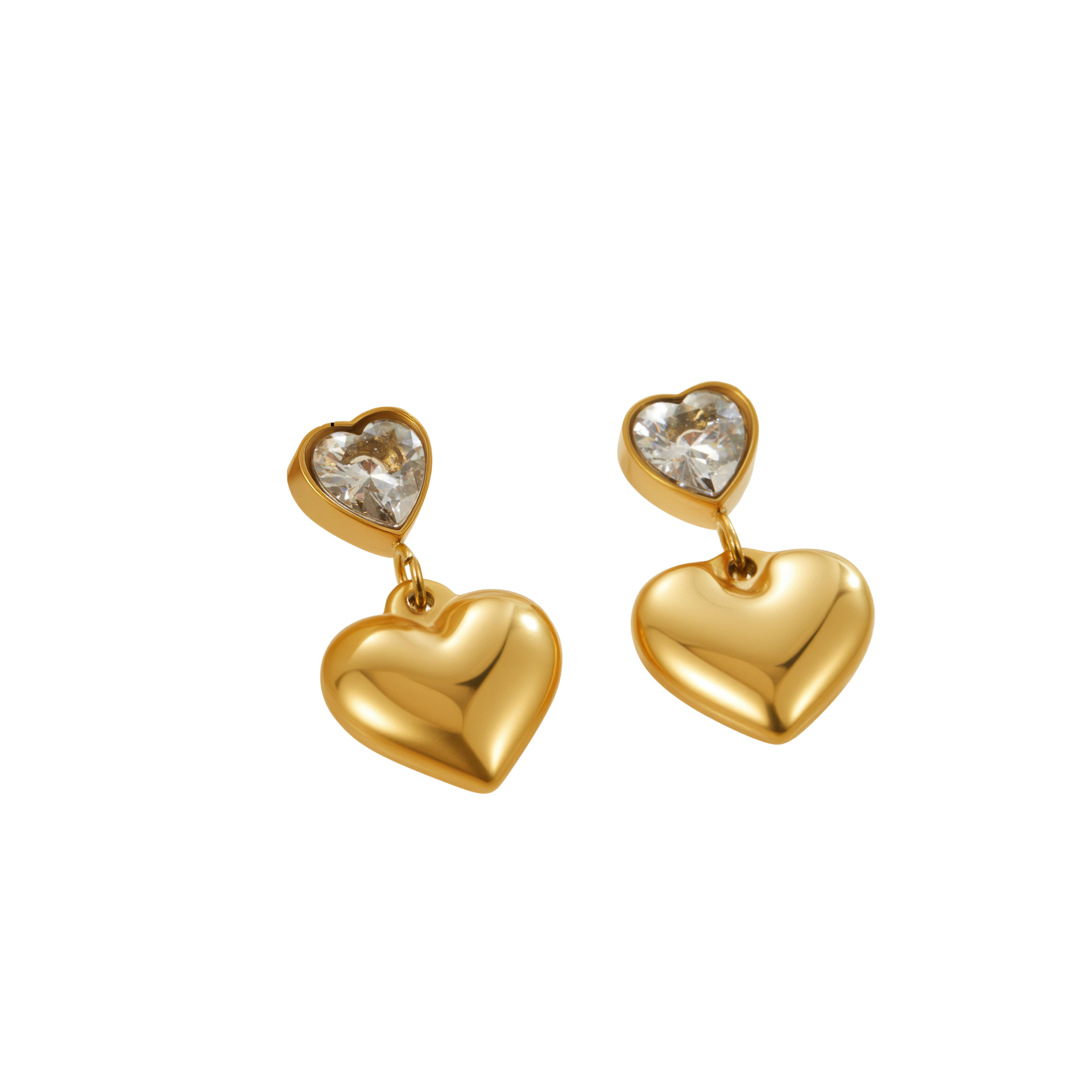 Alice Gold Tone Heart Zircon Drop Earrings