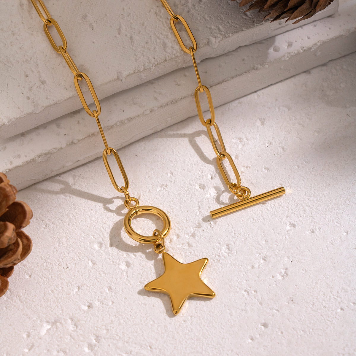 Quinn Gold Tone Star Chain Necklace
