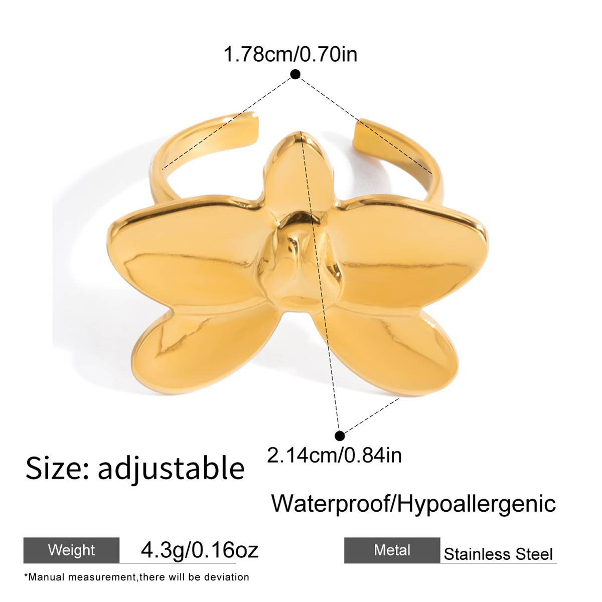 Georgia Gold Tone Orchid Statement Ring