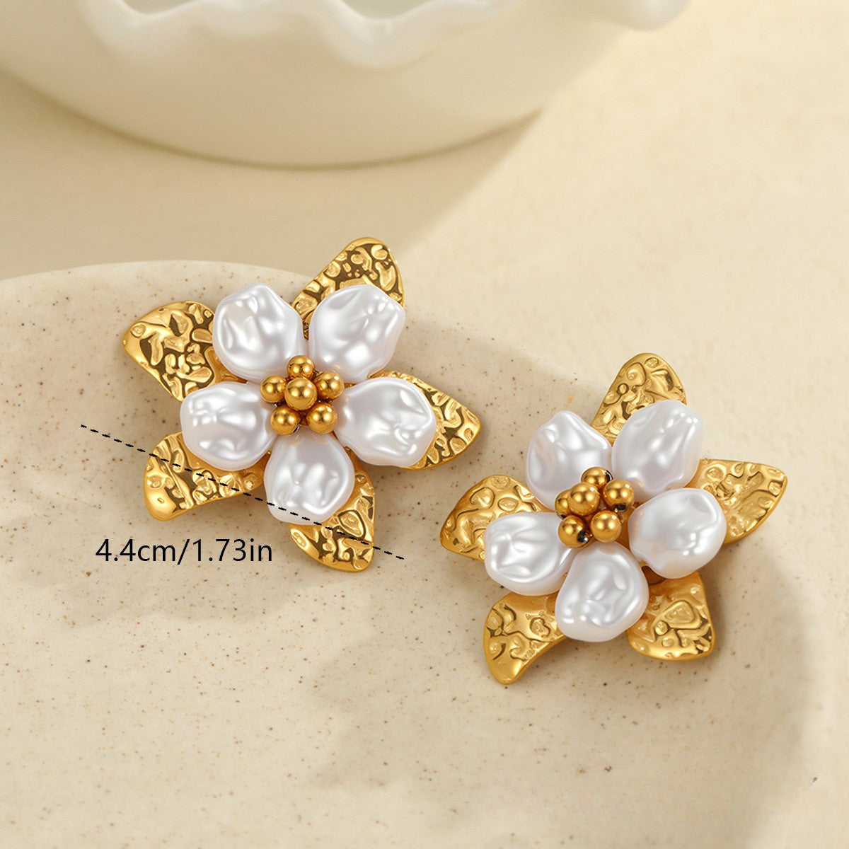Madeline Gold Tone Pearls Flower Earrings