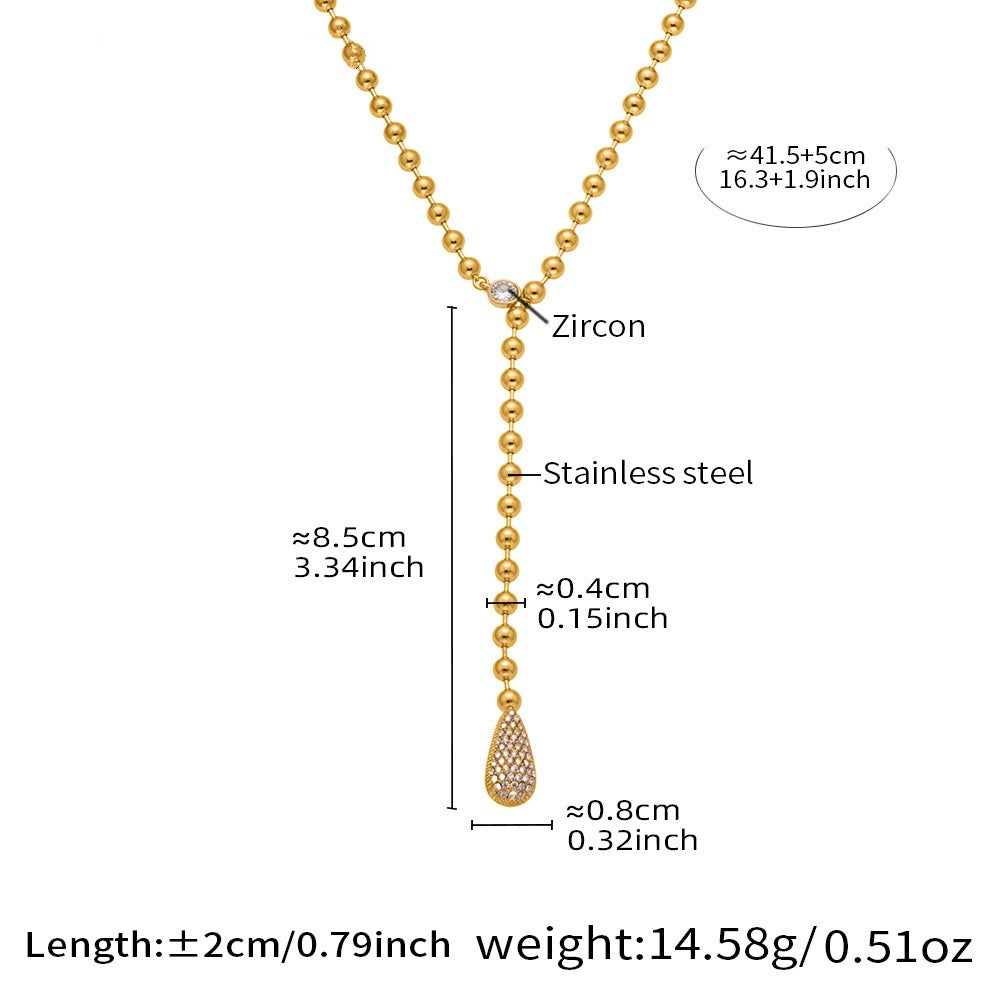 Hailey Gold Tone Droplet Zircon Drop Necklace