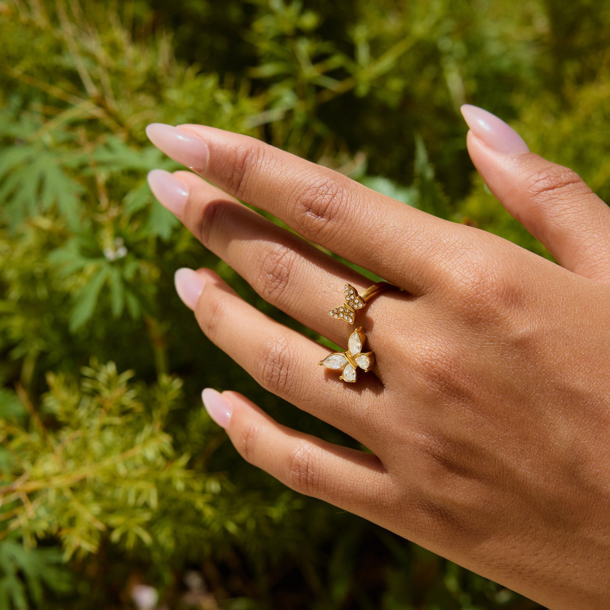 Hadley Gold Tone Butterfly Zircon Ring