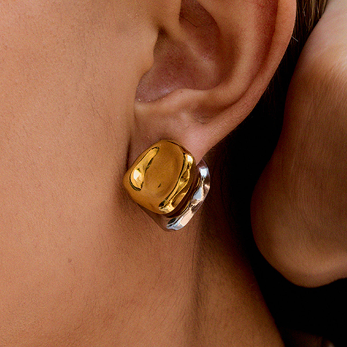 Charlie Two Tone Square Earrings