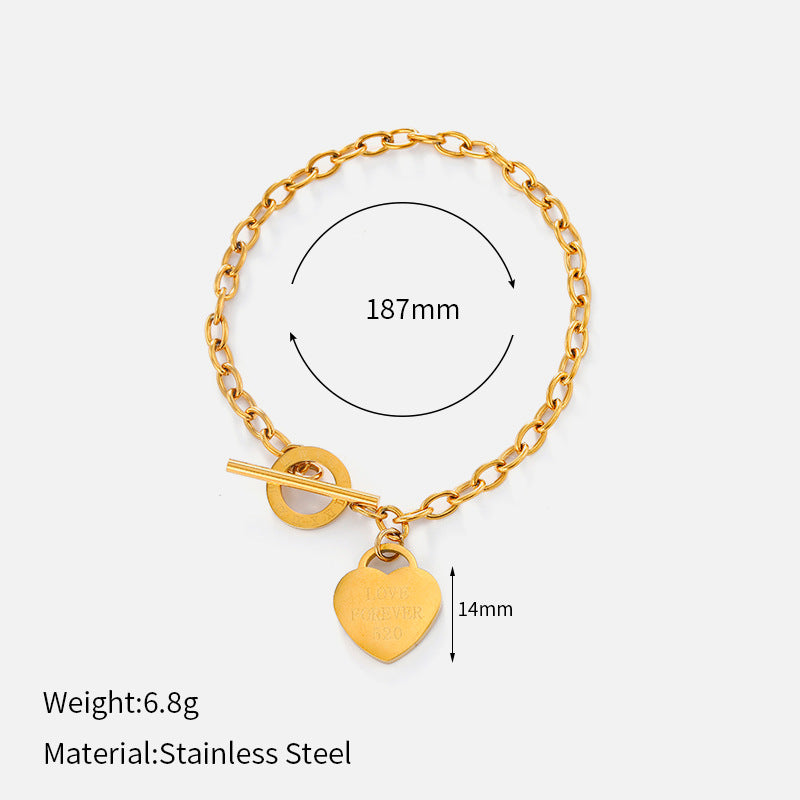 Ruth Gold Tone Heart Chain Bracelet