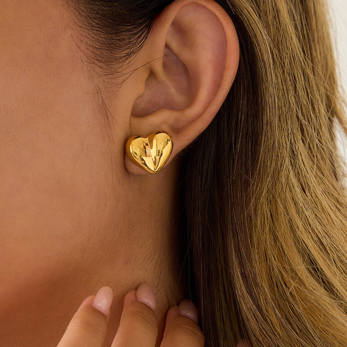 Nova Gold Tone Heart Stud Earrings