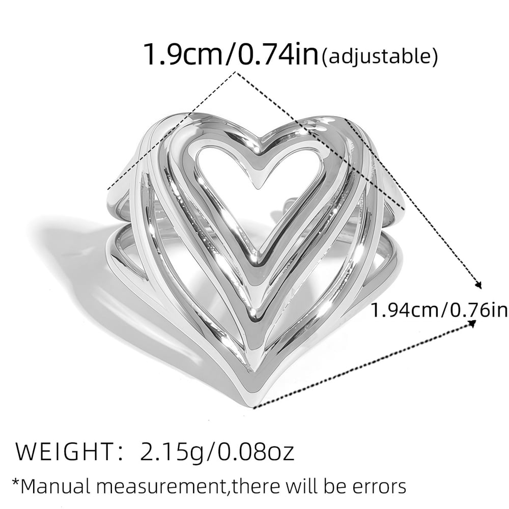 Emily Silver Tone Heart Ring
