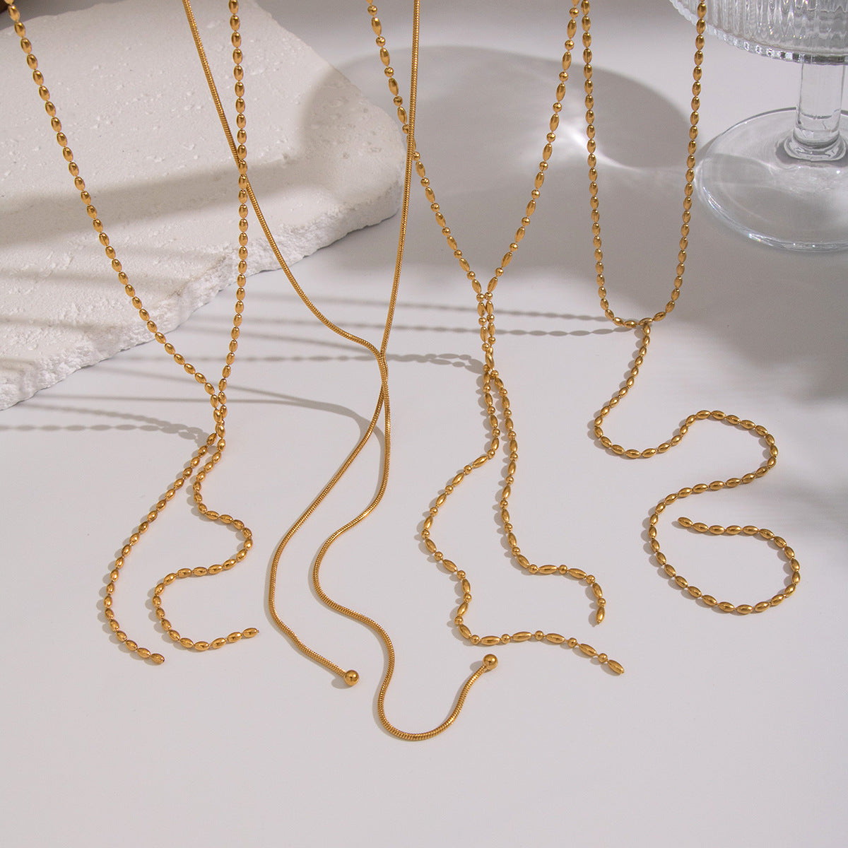 Zara Gold Tone Beads Drop Necklace