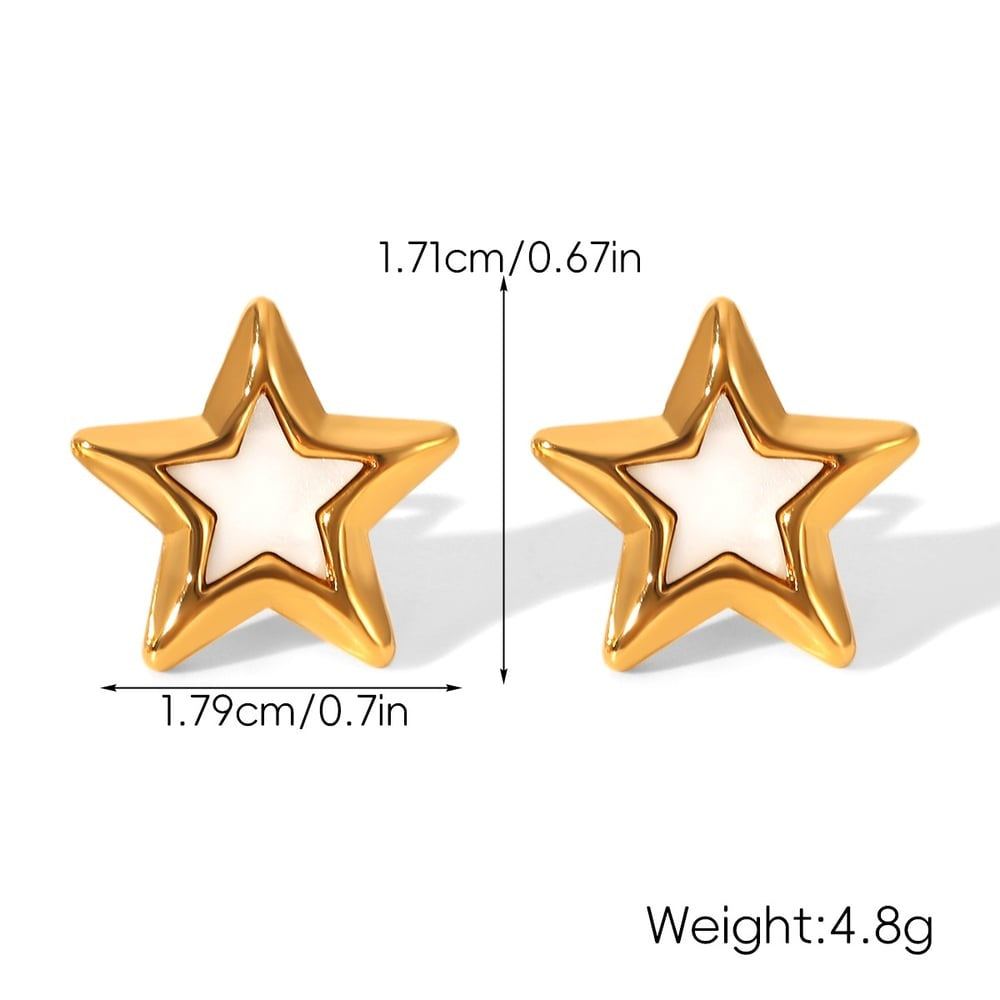 Zoe Gold Tone White Star Stud Earrings