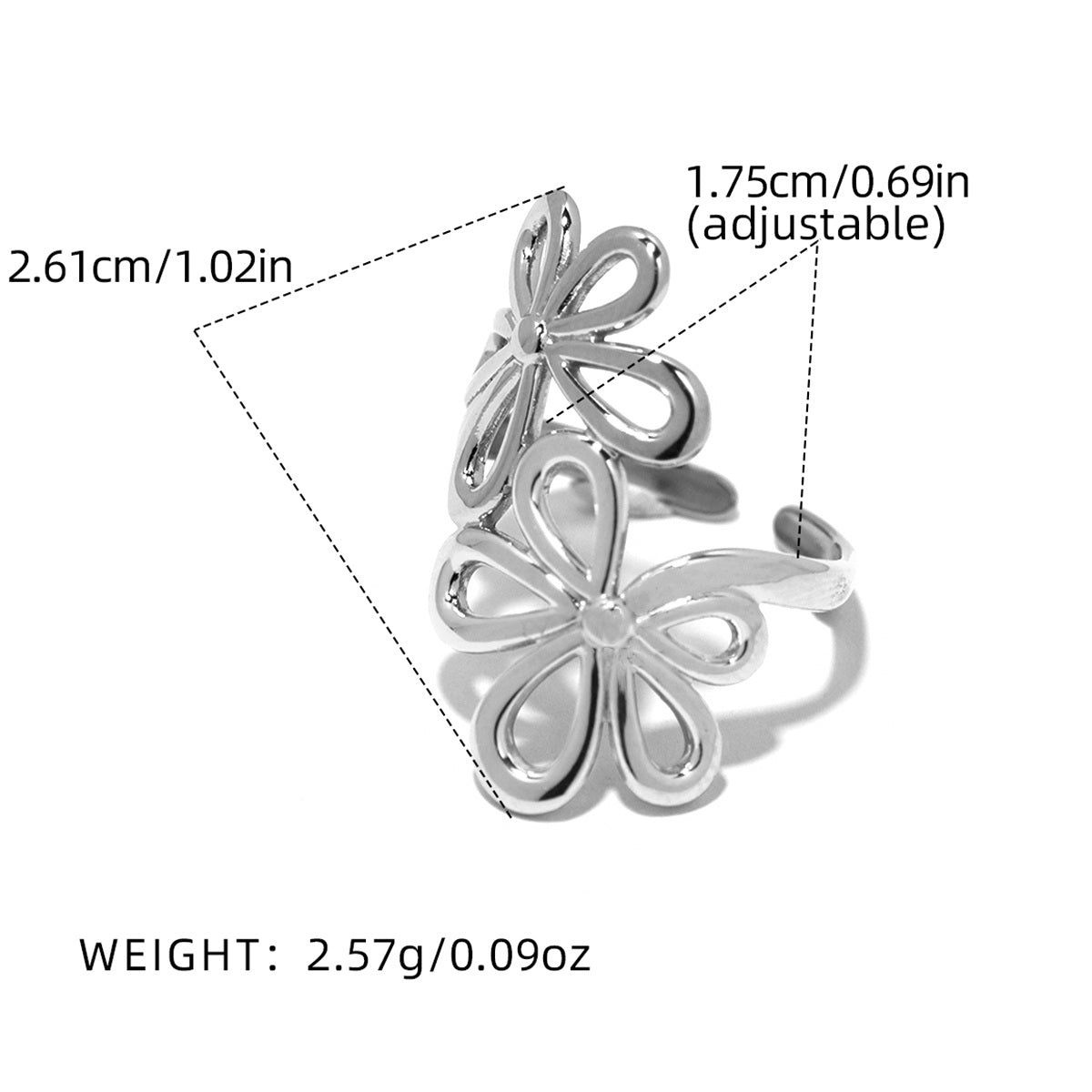 Annie Silver Tone Flowers Ring