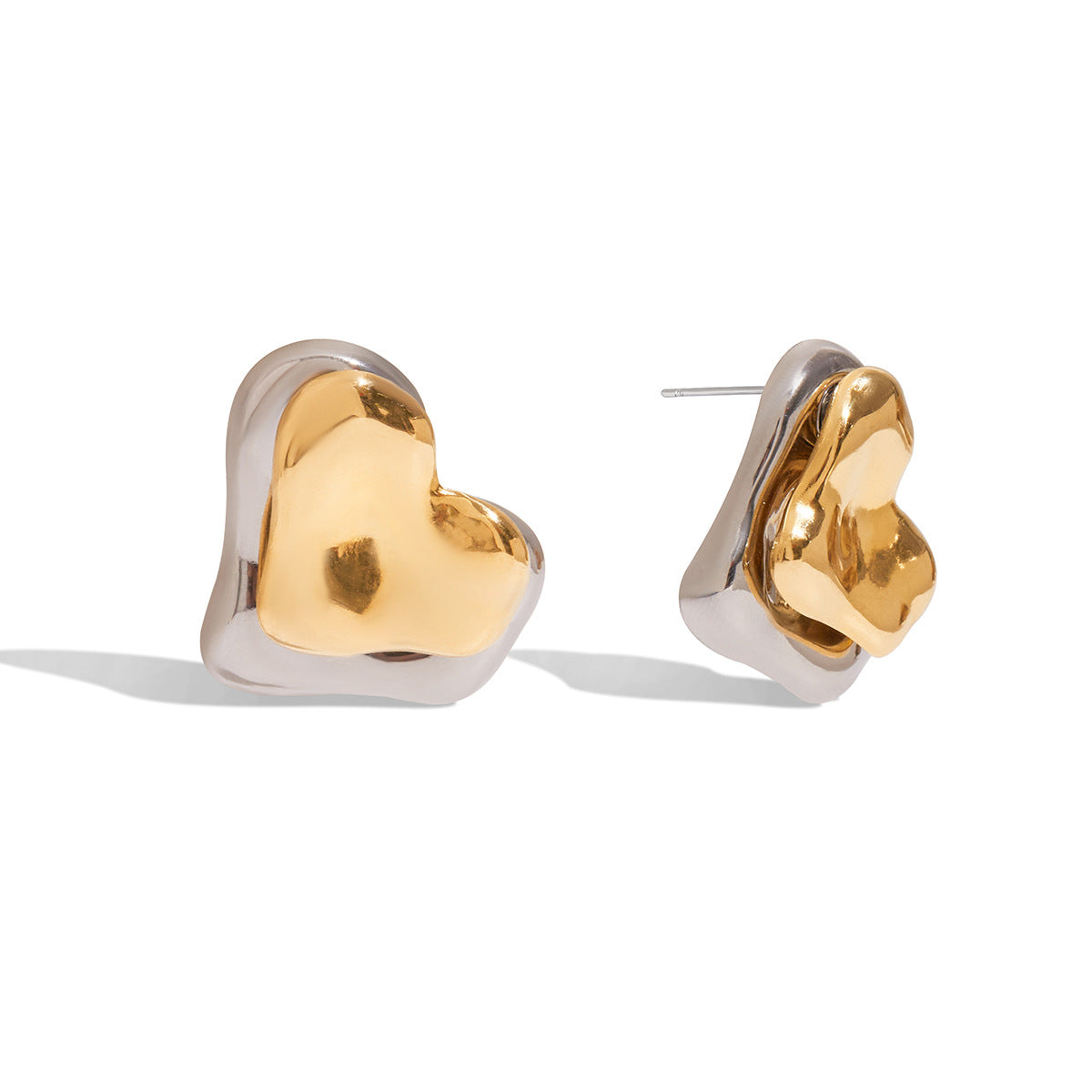 Amira Two Tone Hearts Stud Earrings