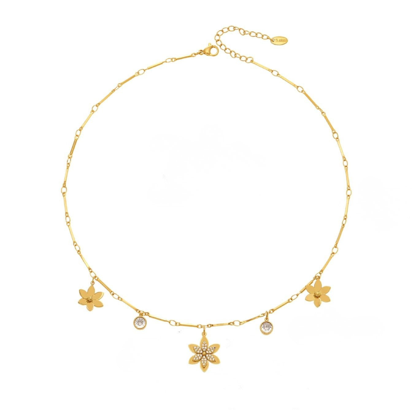 Maeve Rae Gold Tone Flower Zircon Necklace